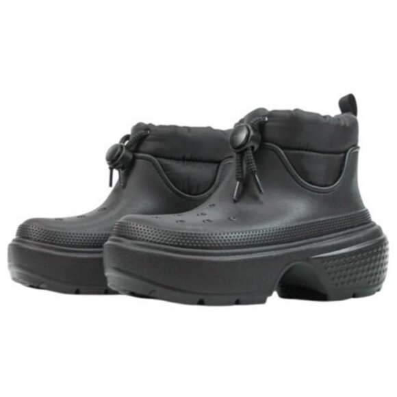 Crocs Stomp Puff Boot Black Platform Rain Boot Size 6 - Picture 1 of 7
